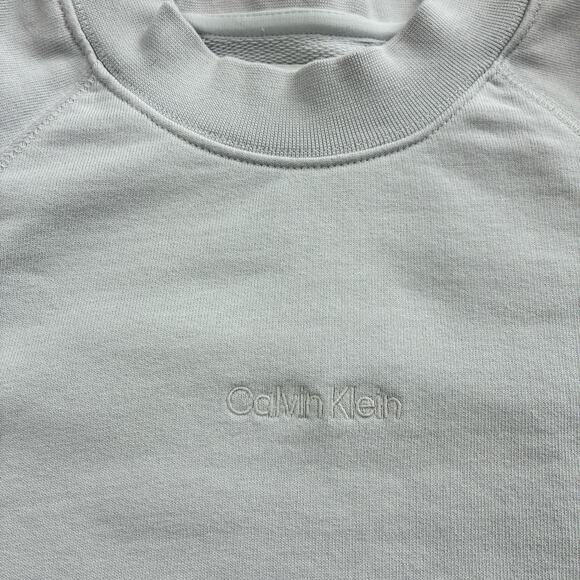 Calvin Klein Cropped Crewneck Sweatshirt Sz S – Gray Minimal Streetwear - Picture 2 of 7
